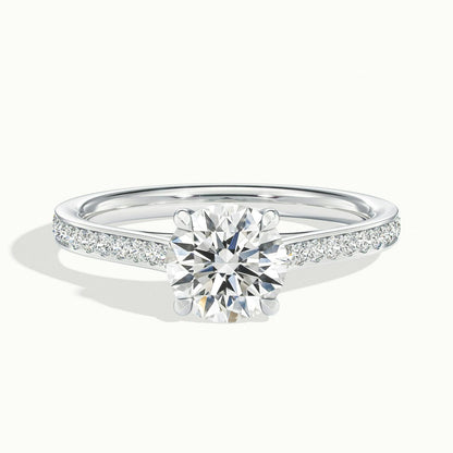 Talia Pavé 2 Carat Round Lab Grown Diamond Side Stone Engagement Ring in 925 Silver - view 1