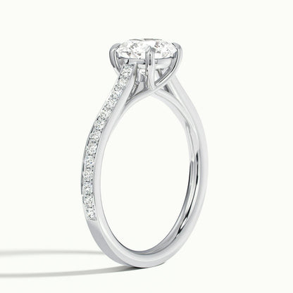 Talia Pavé 2 Carat Round Lab Grown Diamond Side Stone Engagement Ring in 14K White Gold - view 4