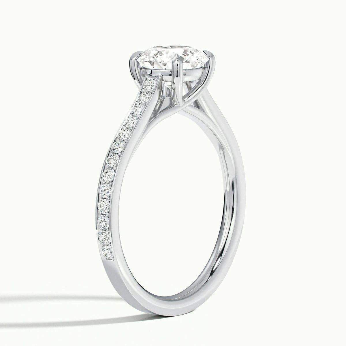 Talia Pavé 2 Carat Round Lab Grown Diamond Side Stone Engagement Ring in 925 Silver - view 4