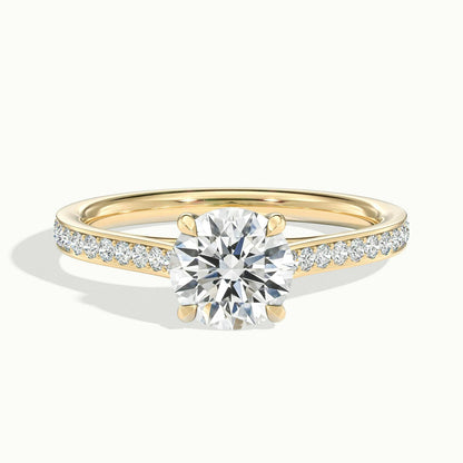 Talia Pavé 2 Carat Round Lab Grown Diamond Side Stone Engagement Ring in 18K Yellow Gold - view 1