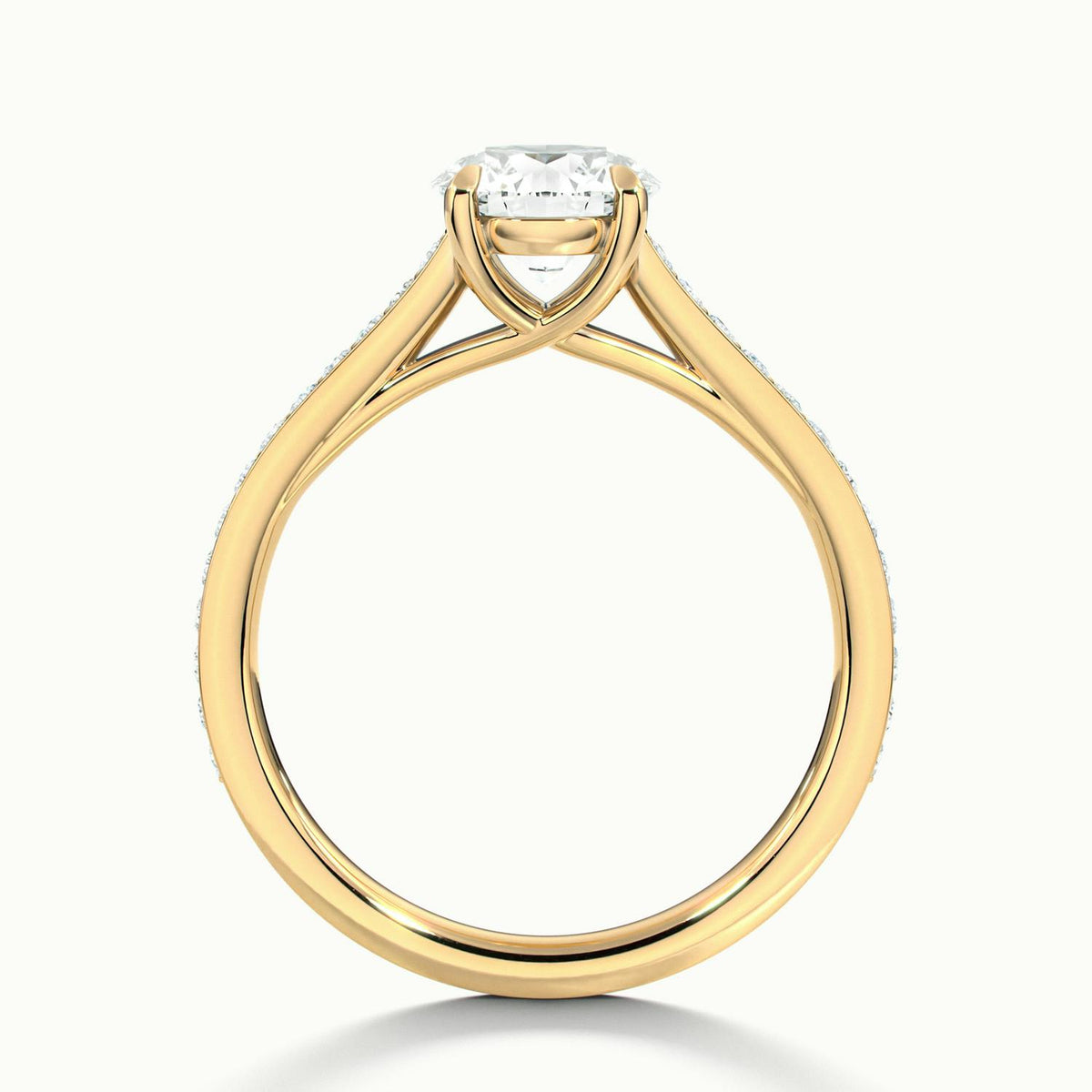 Talia Pavé 2 Carat Round Lab Grown Diamond Side Stone Engagement Ring in 18K Yellow Gold - view 3