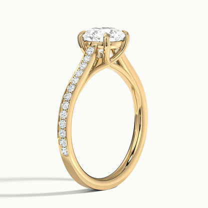 Talia Pavé 2 Carat Round Lab Grown Diamond Side Stone Engagement Ring in 18K Yellow Gold - view 4