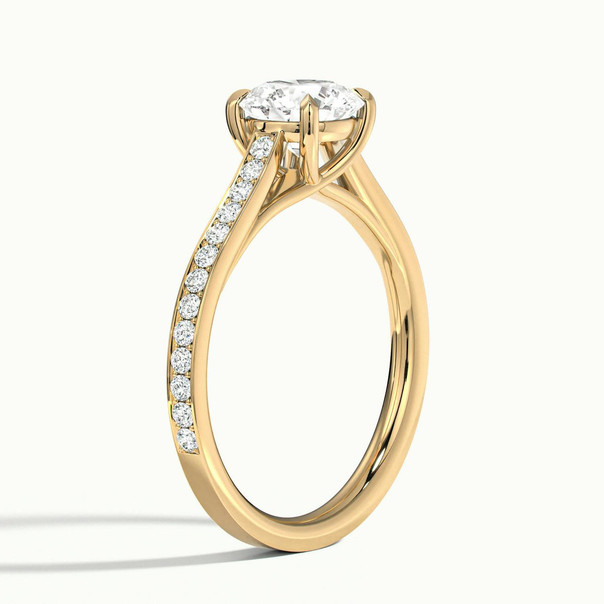 Talia Pavé 2 Carat Round Lab Grown Diamond Side Stone Engagement Ring in 10K Yellow Gold - view 4