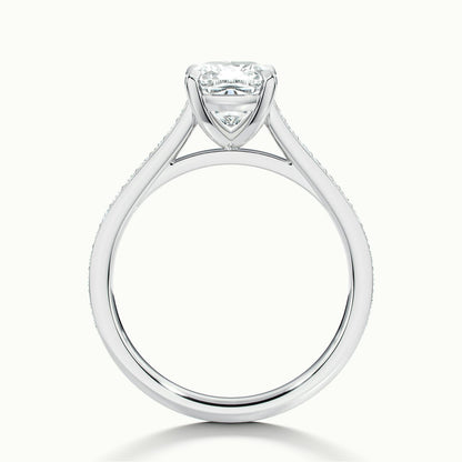 Mira Pavé 1.5 Carat Cushion Lab Grown Diamond Side Stone Engagement Ring in 10K White Gold - view 3