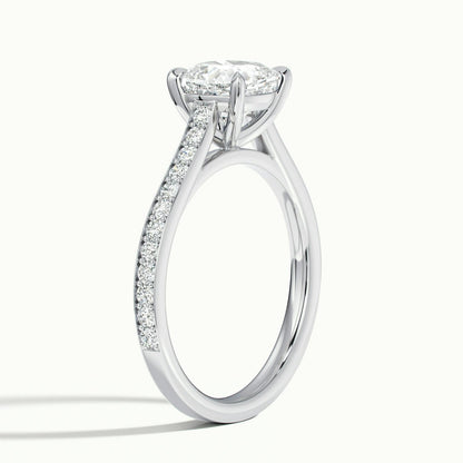 Mira Pavé 1.5 Carat Cushion Lab Grown Diamond Side Stone Engagement Ring in 10K White Gold - view 4