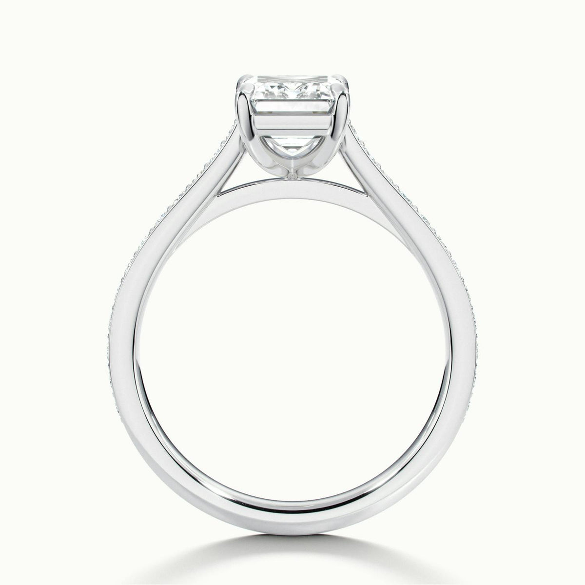 Mira Pavé 1 Carat Emerald Lab Grown Diamond Side Stone Engagement Ring in 925 Silver - view 3
