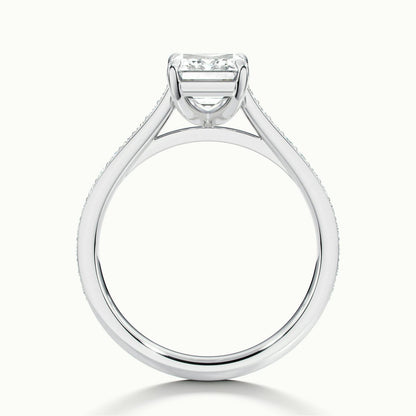 Mira Pavé 1 Carat Emerald Lab Grown Diamond Side Stone Engagement Ring in 925 Silver - view 3