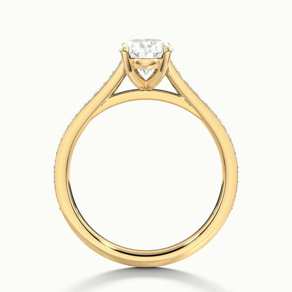 Mira Pavé 4.5 Carat Oval Lab Grown Diamond Side Stone Engagement Ring in 14K Yellow Gold - view 3