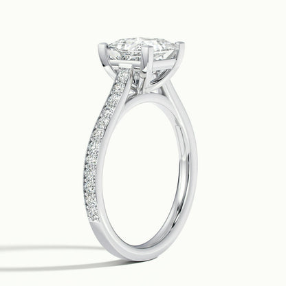 Mira Pavé 3.5 Carat Princess Lab Grown Diamond Side Stone Engagement Ring in 14K White Gold - view 4