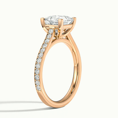Mira Pavé 1.5 Carat Princess Lab Grown Diamond Side Stone Engagement Ring in 14K Rose Gold - view 4