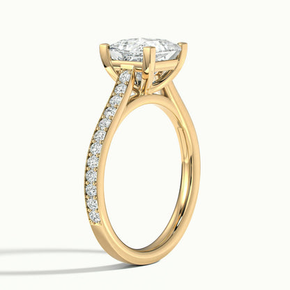 Mira Pavé 3.5 Carat Princess Lab Grown Diamond Side Stone Engagement Ring in 14K Yellow Gold - view 4