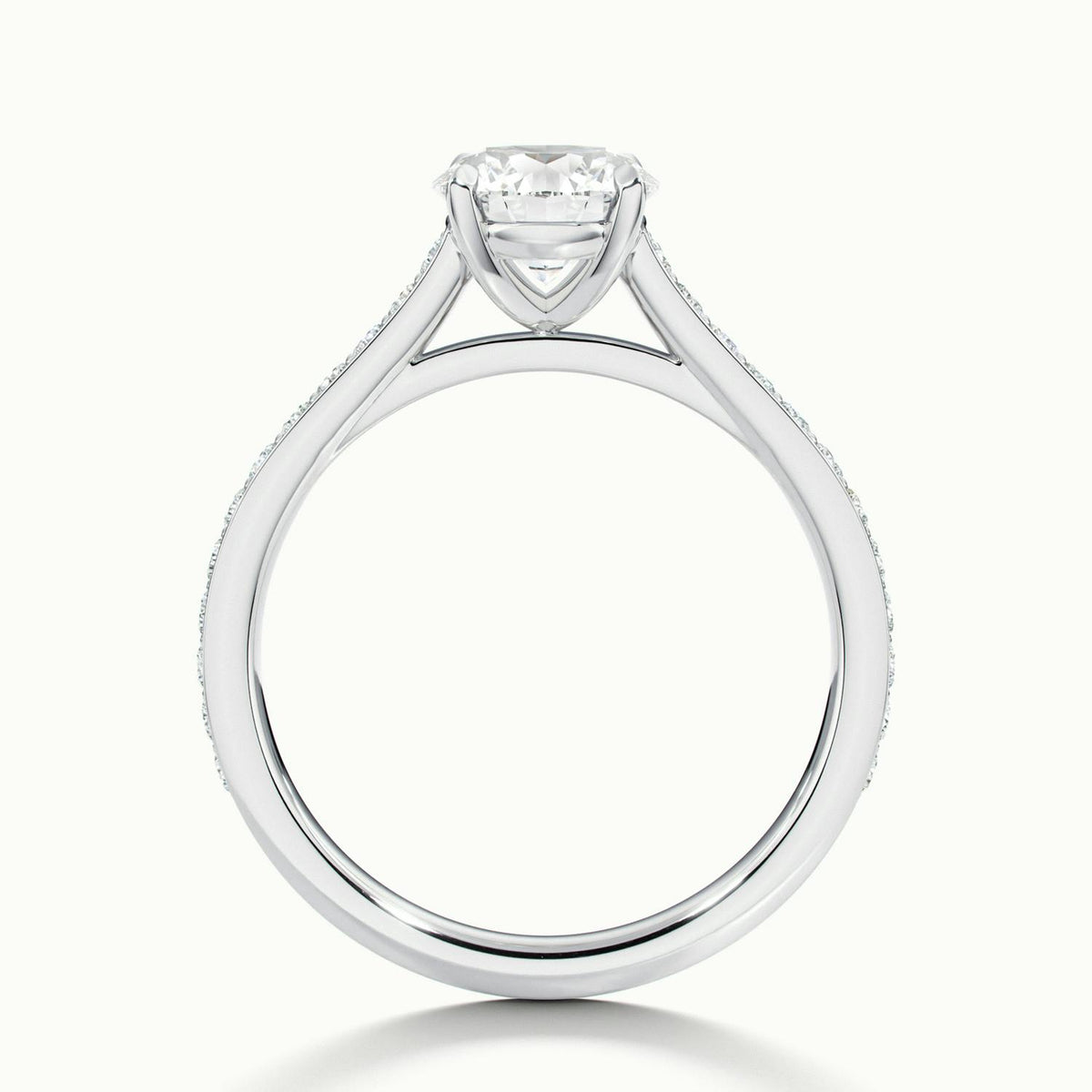 Mira Pavé 3.5 Carat Round Lab Grown Diamond Side Stone Engagement Ring in 14K White Gold - view 3
