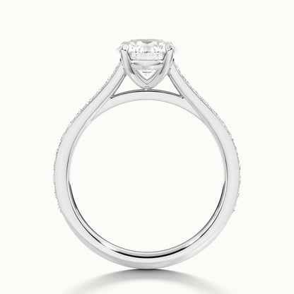 Mira Pavé 3.5 Carat Round Lab Grown Diamond Side Stone Engagement Ring in 14K White Gold - view 3
