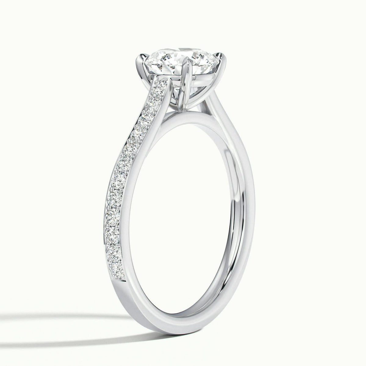 Mira Pavé 3.5 Carat Round Lab Grown Diamond Side Stone Engagement Ring in 14K White Gold - view 4