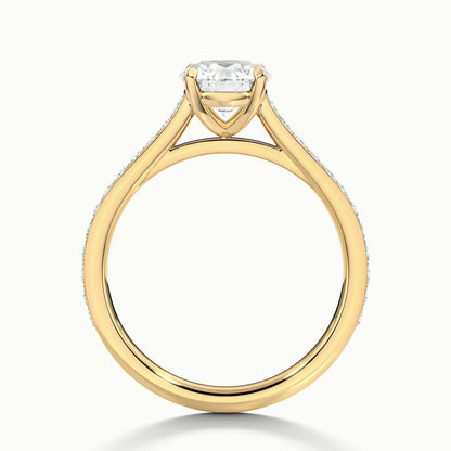 Mira Pavé 5 Carat Round Lab Grown Diamond Side Stone Engagement Ring in 18K Yellow Gold - view 3