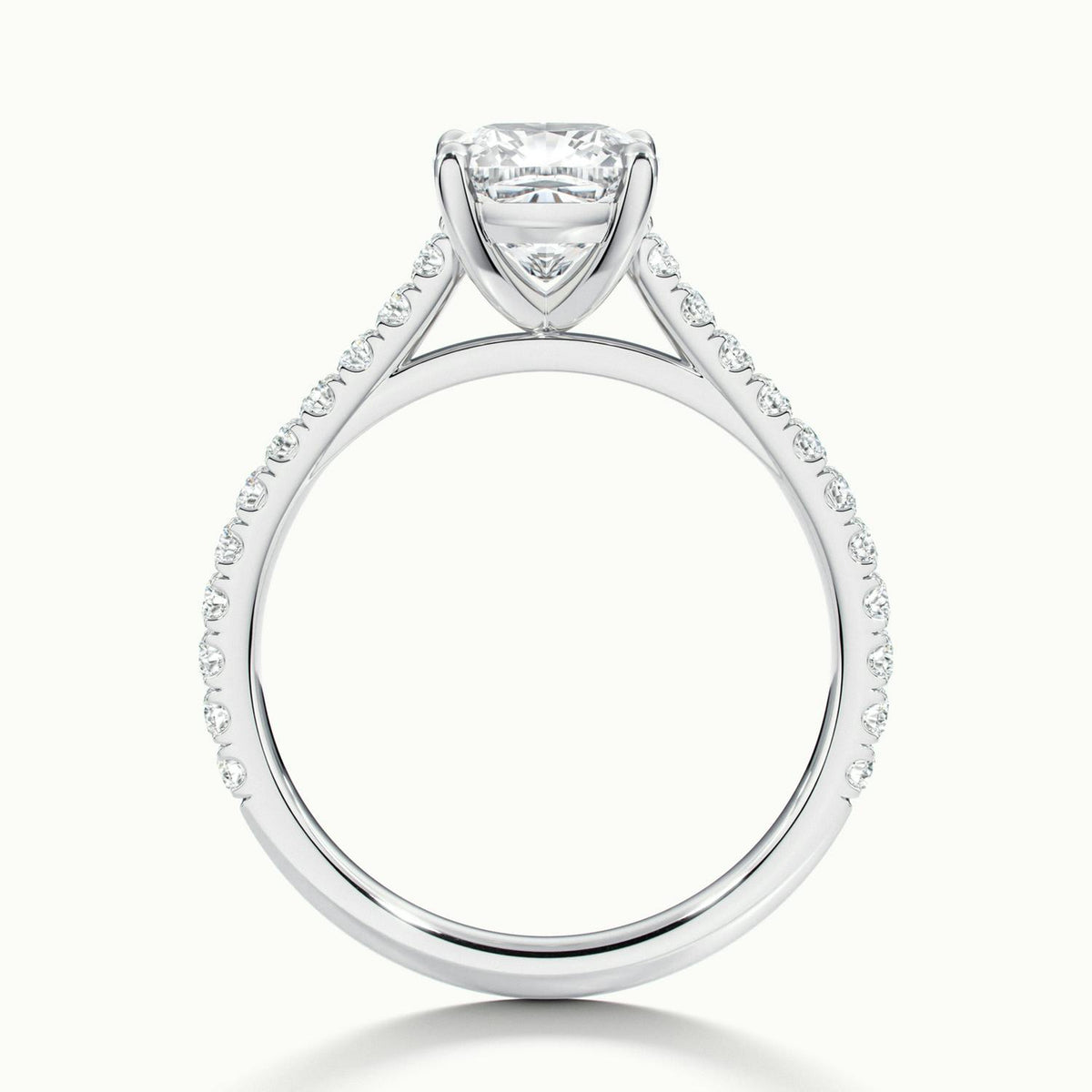 Mira Scallop 1.5 Carat Cushion Lab Grown Diamond Side Stone Engagement Ring in 10K White Gold - view 3