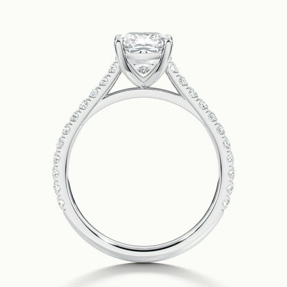 Mira Scallop 1.5 Carat Cushion Lab Grown Diamond Side Stone Engagement Ring in 10K White Gold - view 3