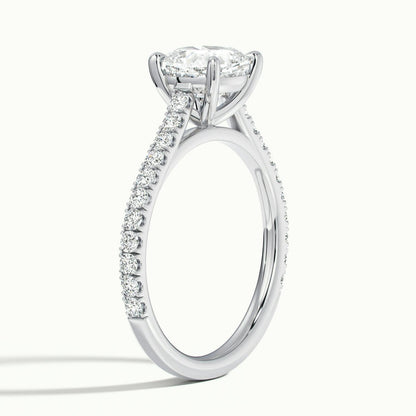 Mira Scallop 1.5 Carat Cushion Lab Grown Diamond Side Stone Engagement Ring in 10K White Gold - view 4