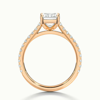 Mira Scallop 2.5 Carat Emerald Lab Grown Diamond Side Stone Engagement Ring in 10K Rose Gold - view 3