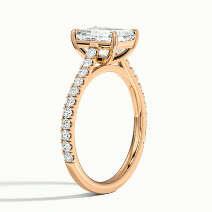 Mira Scallop 2.5 Carat Emerald Lab Grown Diamond Side Stone Engagement Ring in 10K Rose Gold - view 4