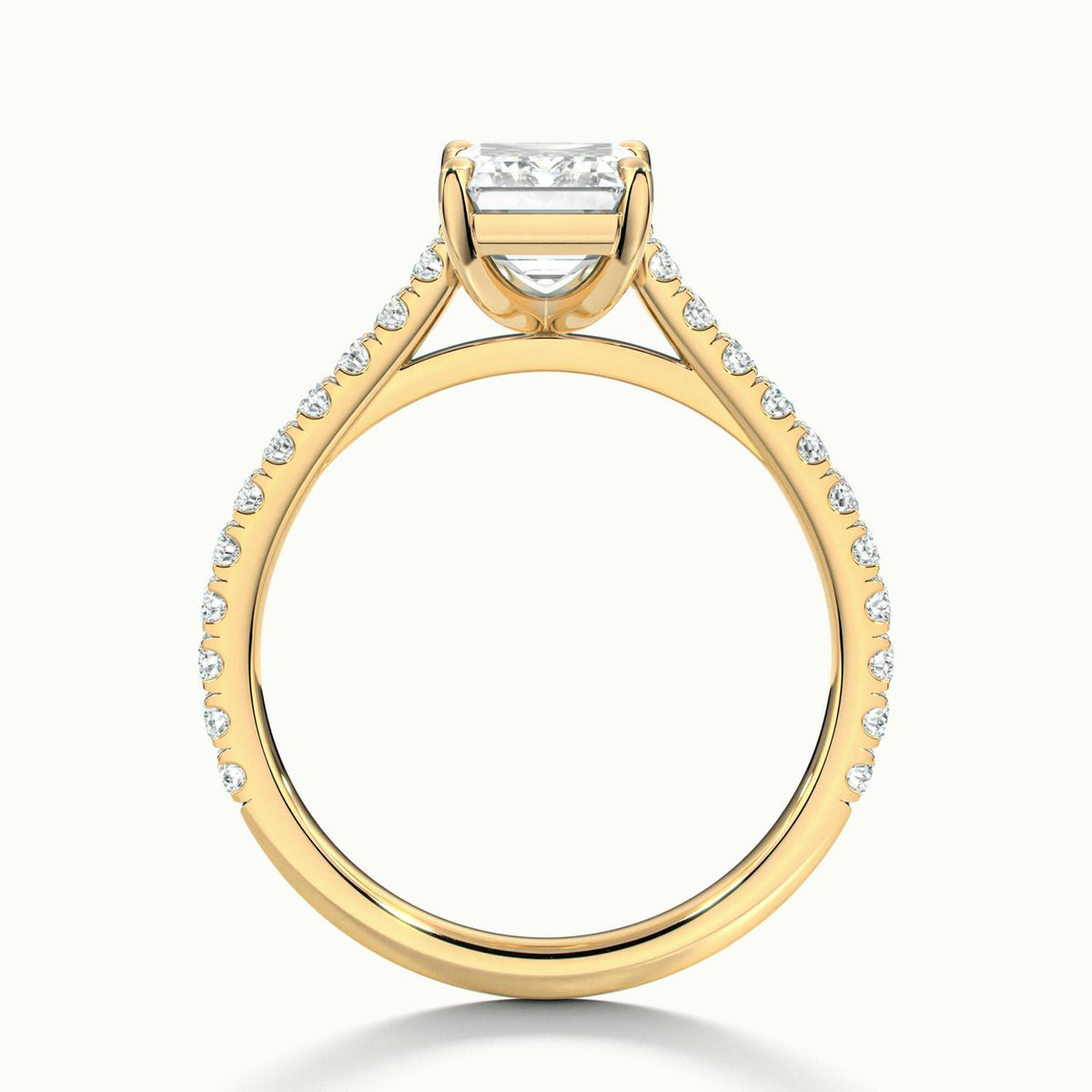 Mira Scallop 2 Carat Emerald Lab Grown Diamond Side Stone Engagement Ring in 14K Yellow Gold - view 3