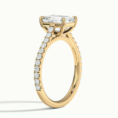 Mira Scallop 3.5 Carat Emerald Lab Grown Diamond Side Stone Engagement Ring in 14K Yellow Gold - view 4