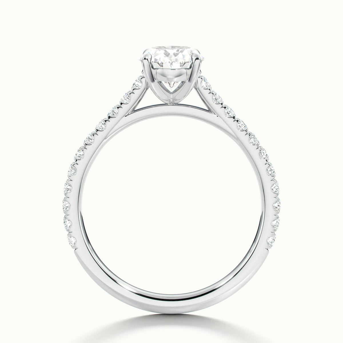 Mira Scallop 3.5 Carat Oval Lab Grown Diamond Side Stone Engagement Ring in 10K White Gold - view 3