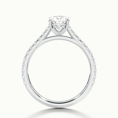 Mira Scallop 3.5 Carat Oval Lab Grown Diamond Side Stone Engagement Ring in 10K White Gold - view 3