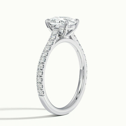 Mira Scallop 3.5 Carat Oval Lab Grown Diamond Side Stone Engagement Ring in 10K White Gold - view 4