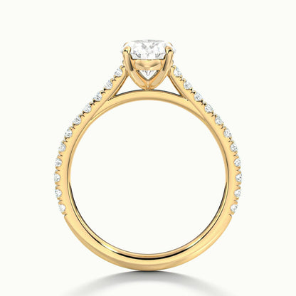 Mira Scallop 2.5 Carat Oval Lab Grown Diamond Side Stone Engagement Ring in 14K Yellow Gold - view 3