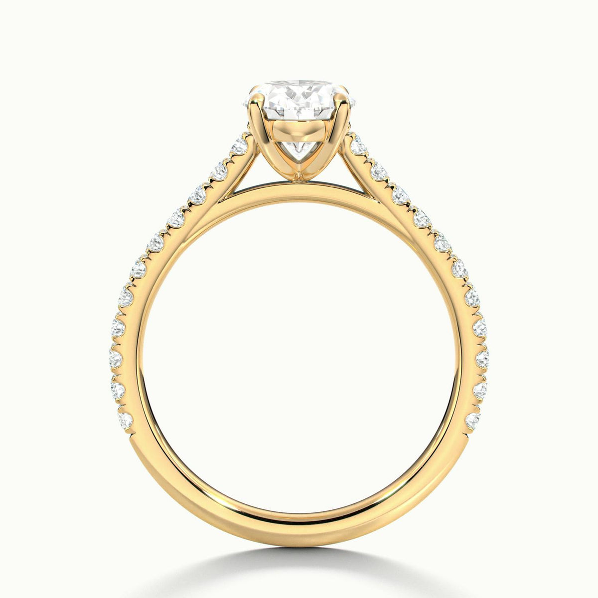 Mira Scallop 2.5 Carat Oval Lab Grown Diamond Side Stone Engagement Ring in 10K Yellow Gold - view 3