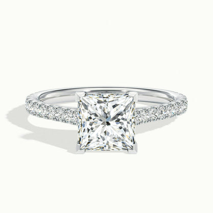 Mira Scallop 5 Carat Princess Lab Grown Diamond Side Stone Engagement Ring in 14K White Gold - view 1