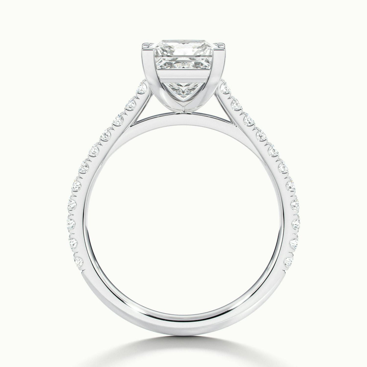 Mira Scallop 5 Carat Princess Lab Grown Diamond Side Stone Engagement Ring in 14K White Gold - view 3