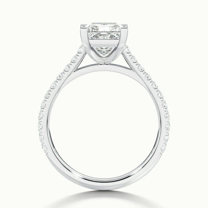 Mira Scallop 5 Carat Princess Lab Grown Diamond Side Stone Engagement Ring in 14K White Gold - view 3
