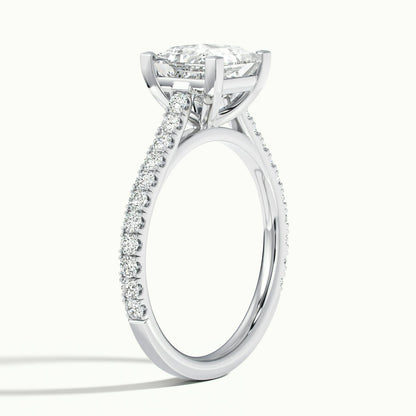 Mira Scallop 4 Carat Princess Lab Grown Diamond Side Stone Engagement Ring in 18K White Gold - view 4