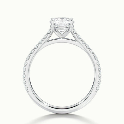 Mira Scallop 3.5 Carat Round Lab Grown Diamond Side Stone Engagement Ring in 925 Silver - view 3