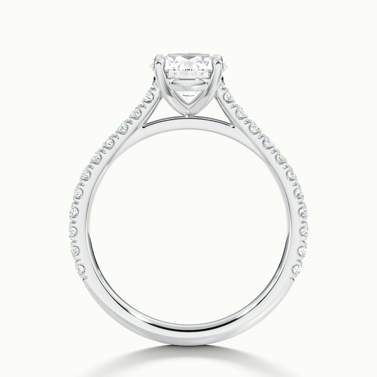Mira Scallop 2.5 Carat Round Lab Grown Diamond Side Stone Engagement Ring in 10K White Gold - view 3