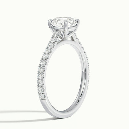 Mira Scallop 3.5 Carat Round Lab Grown Diamond Side Stone Engagement Ring in 925 Silver - view 4