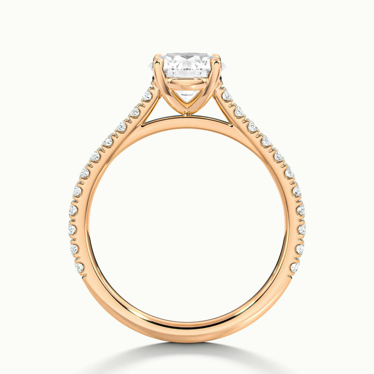 Mira Scallop 3.5 Carat Round Lab Grown Diamond Side Stone Engagement Ring in 18K Rose Gold - view 3