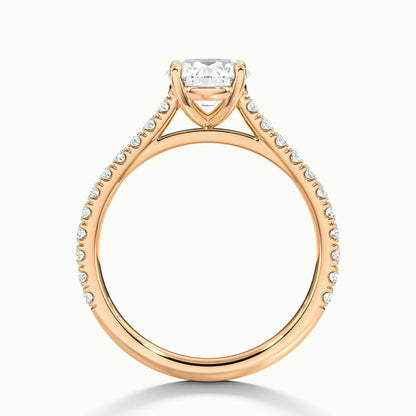 Mira Scallop 3.5 Carat Round Lab Grown Diamond Side Stone Engagement Ring in 18K Rose Gold - view 3