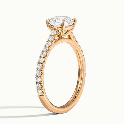 Mira Scallop 3.5 Carat Round Lab Grown Diamond Side Stone Engagement Ring in 18K Rose Gold - view 4