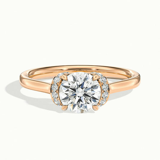 Fern Pavé 2.5 Carat Round Lab Grown Diamond Side Stone Engagement Ring in 14K Rose Gold - view 1