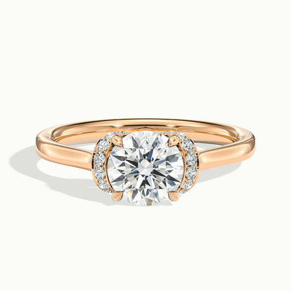 Fern Pavé 2 Carat Round Lab Grown Diamond Side Stone Engagement Ring in 14K Rose Gold - view 1