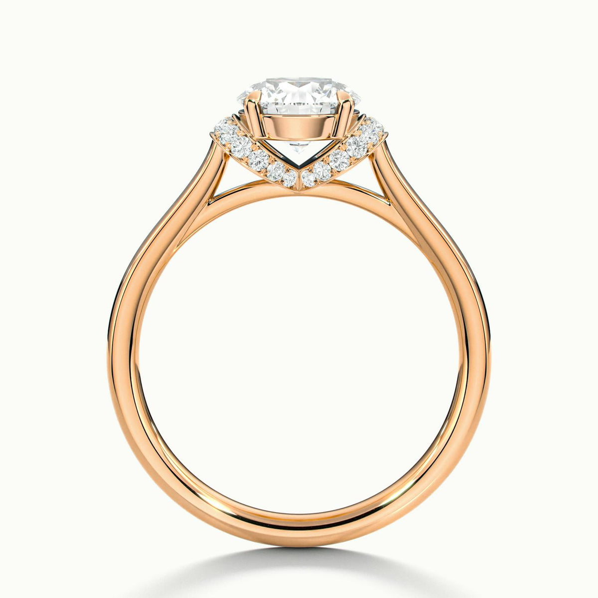 Fern Pavé 2 Carat Round Lab Grown Diamond Side Stone Engagement Ring in 14K Rose Gold - view 3