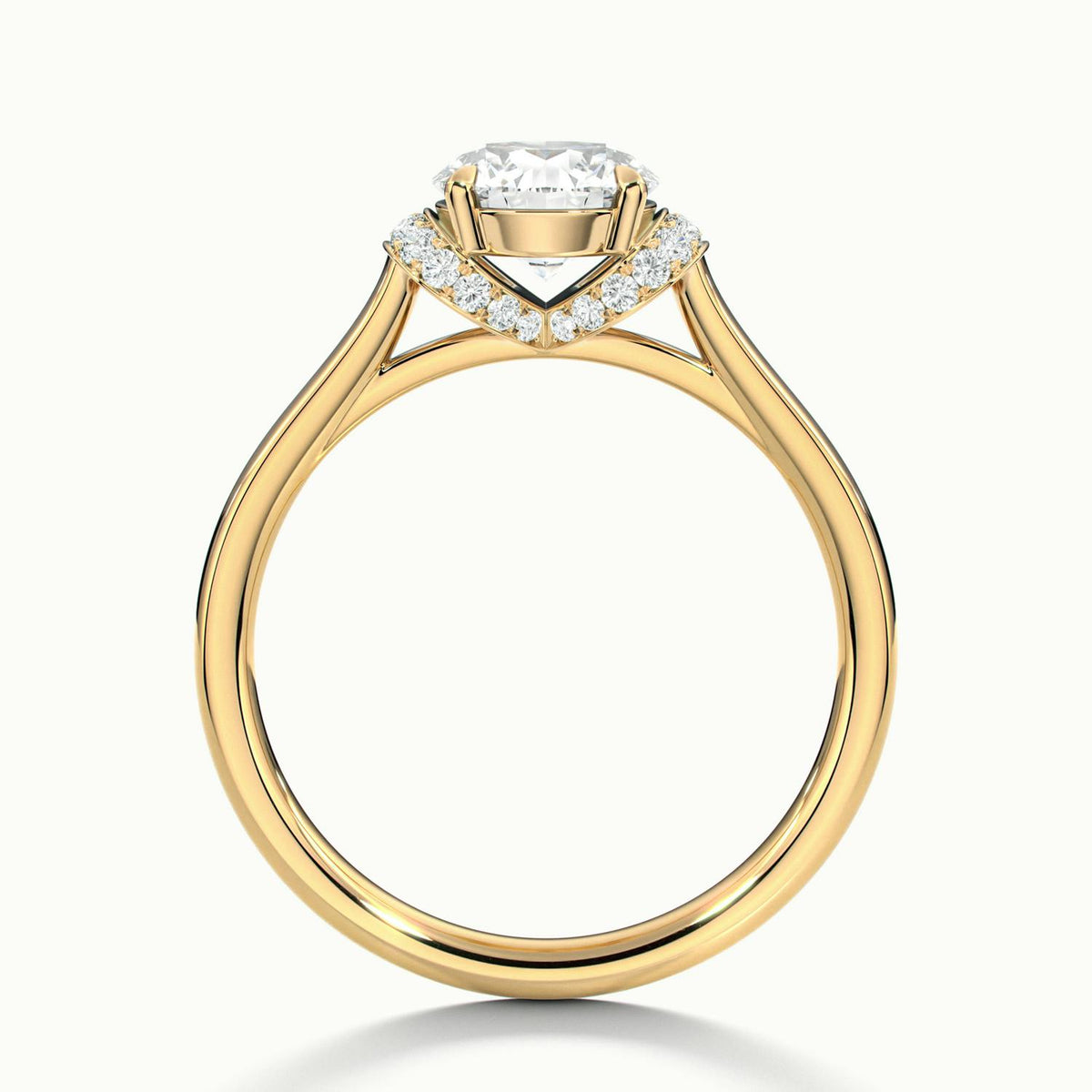 Fern Pavé 2.5 Carat Round Lab Grown Diamond Side Stone Engagement Ring in 18K Yellow Gold - view 3