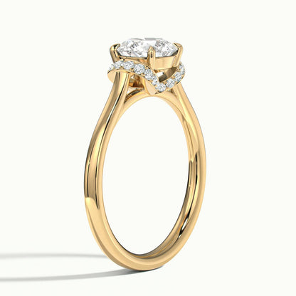 Fern Pavé 2.5 Carat Round Lab Grown Diamond Side Stone Engagement Ring in 18K Yellow Gold - view 4