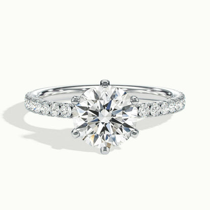 Iris Scallop 1 Carat Round Lab Grown Diamond Side Stone Engagement Ring in Platinum - view 1