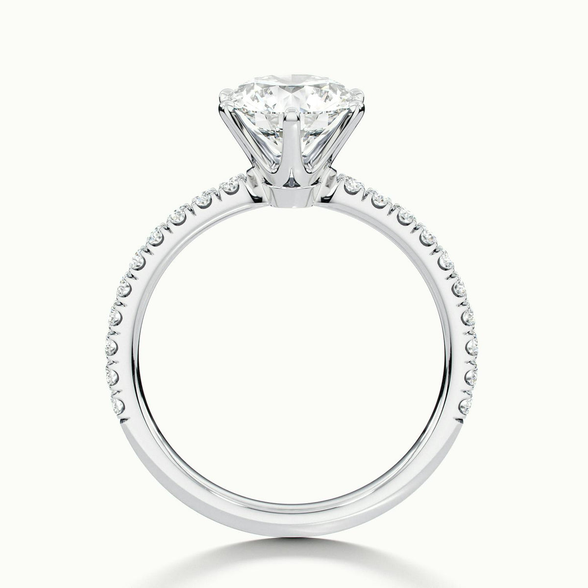 Iris Scallop 1 Carat Round Lab Grown Diamond Side Stone Engagement Ring in Platinum - view 3
