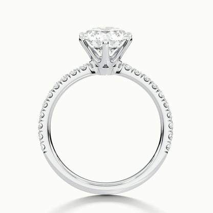 Iris Scallop 1 Carat Round Lab Grown Diamond Side Stone Engagement Ring in Platinum - view 3