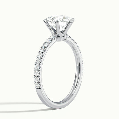 Iris Scallop 1 Carat Round Lab Grown Diamond Side Stone Engagement Ring in Platinum - view 4